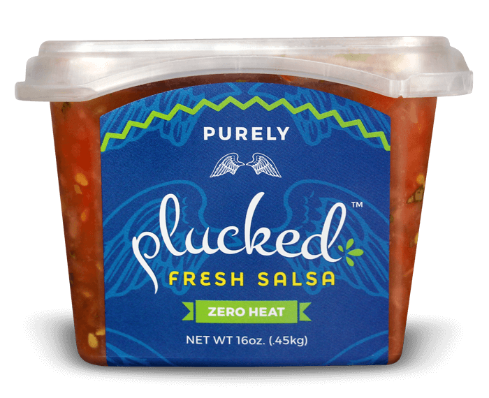 Purely Plucked Salsa Front Container